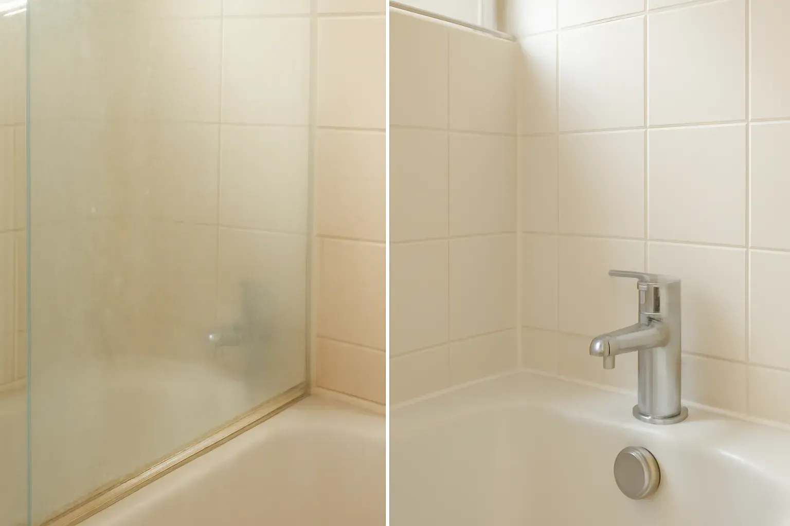 Before and after a whiterosemaids deep clean — same angle, same space.